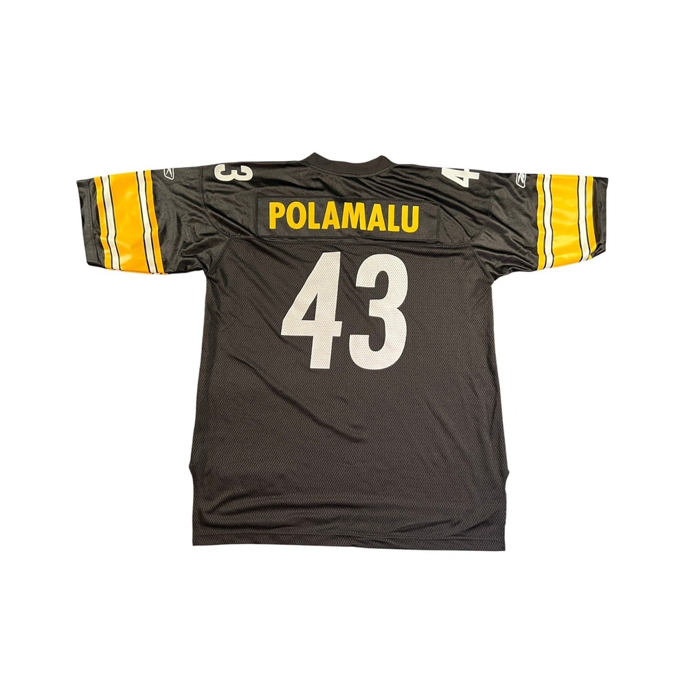 Reebok Pittsburgh Steelers Jersey Mens XL Black Troy Polamalu 43 NFL Equipment - Picture 2 of 11